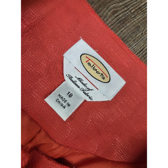 Talbot's Italian Fabric Embroidered Orange/Salmon Light Jacket Collar-less 18 - Picture 3 of 5